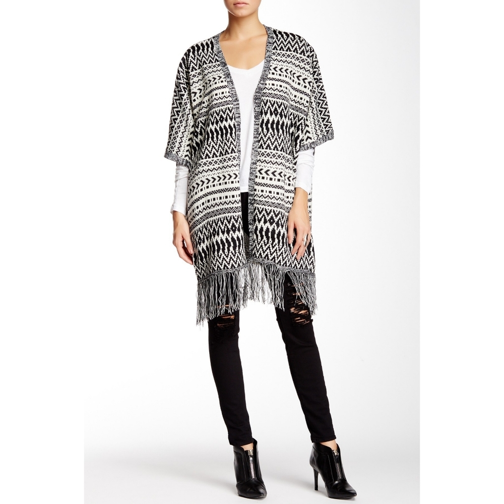 Harlowe & Graham | Fringe Trim Open Front Cardigan - Picture 8 of 9